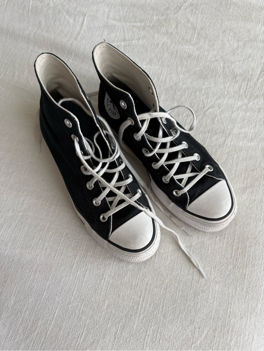 CONVERSE Classic High-Top Black Canvas Sneakers with White Accents